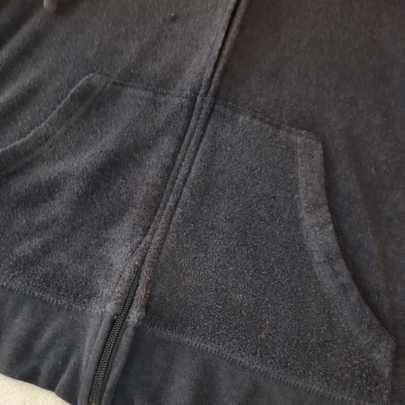 Juicy Couture Navy Blue Velour Hoodie Jacket Medium - Picture 8 of 12